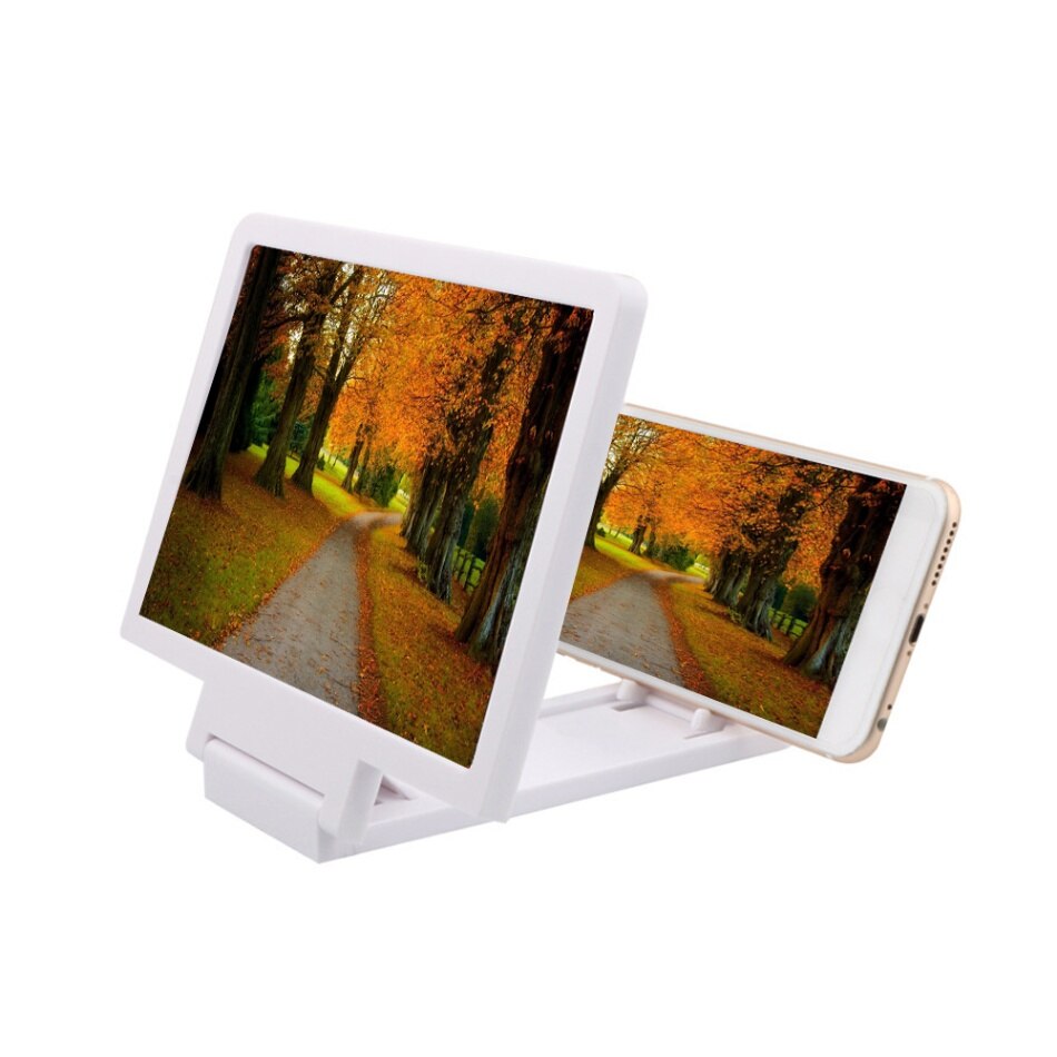 Universele Mobiele Telefoon Screen Magnifier Beugel Vergroten Stand Ogen Bescherming Vouwen 3D Video Screen Display Versterker: WHITE