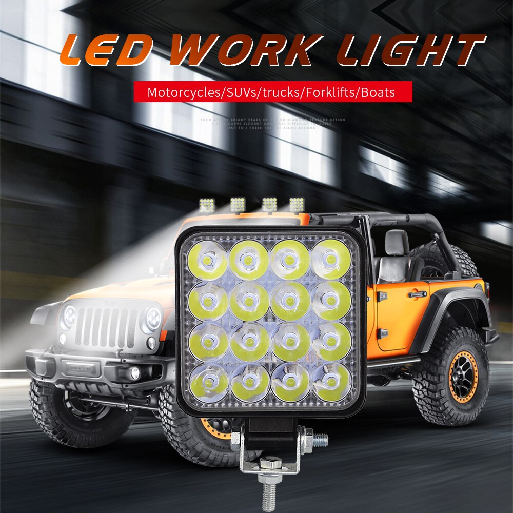 48W luz de trabajo LED coche 12V 24V foco de la lámpara para camión todoterreno 3,520LM luces de coche barra de luz/piezas de coche de luz de trabajo