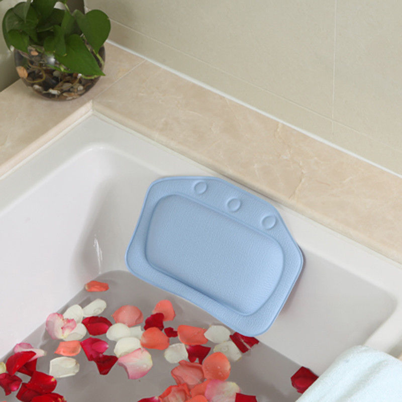 21*31cm SPA Bath Pillow Home Bathtub Pillow PVC Neck Bathtub Cushion Soft Headrest Suction Cup Bath tub Pillow Accessories: Blue