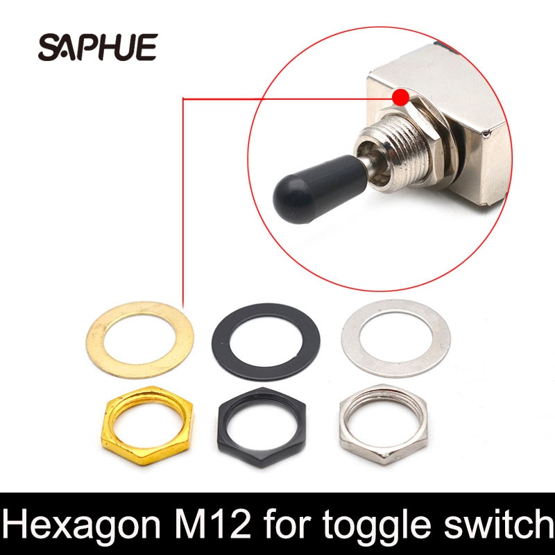 3 Sets Hexagon M12 Elektrische Basgitaar Moer Wasmachine Voor Toggle Switch 12Mm Basgitaar Schakelaar Moer Pakking Zwart/Goud/Chroom