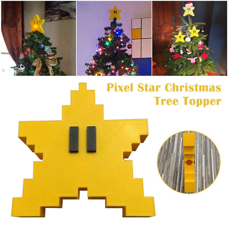 1Pc Pixel Ster Kerstboom Topper 3D Stervorm Decoratieve Topper Decor Voor Kerstboom Christmas Party Bruiloft Decoratie
