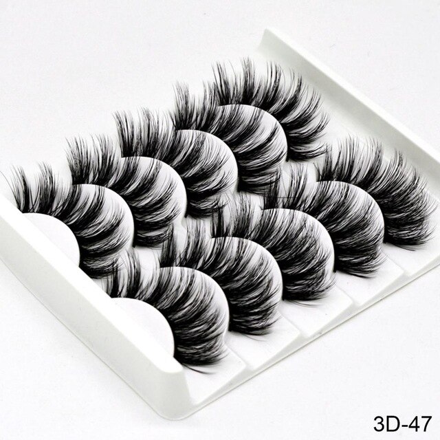5Pairs 3D Nertsen Haar Valse Wimpers Natuurlijke/Dikke Lange Wimpers Piekerige Make-Up Beauty Extension Gereedschap Sexy Schapen: 3D47