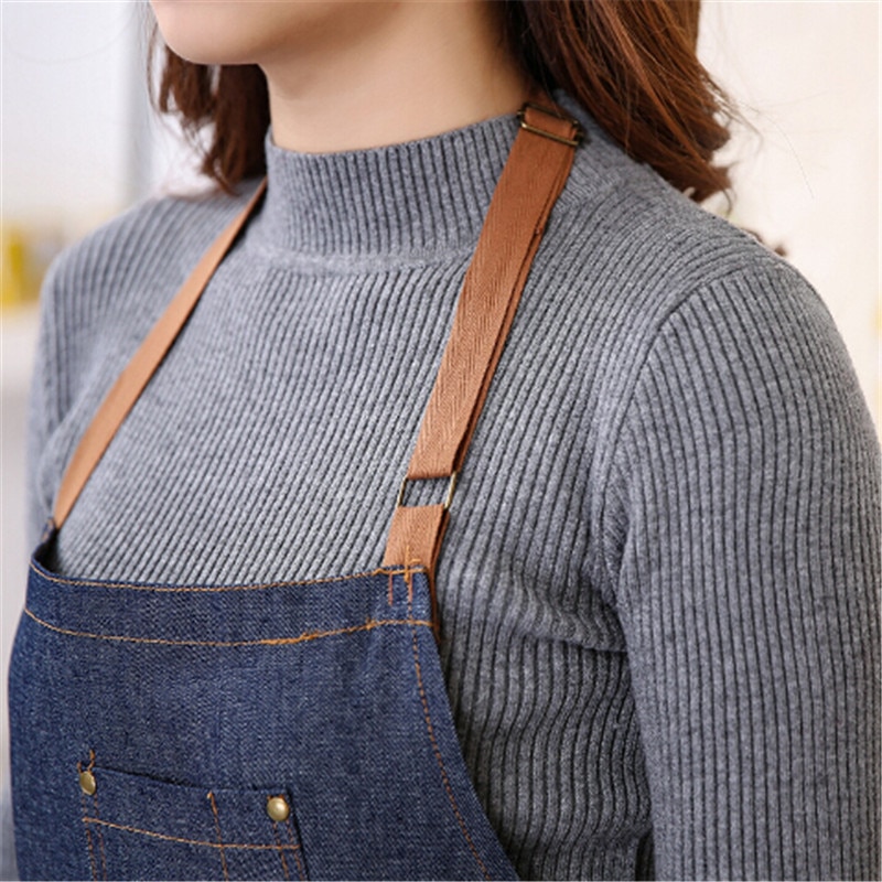kitchen Denim work Apron unisex for cooking apron for Woman man Cowboy Antifouling Chef Cooking pinafore Delantal Tablier