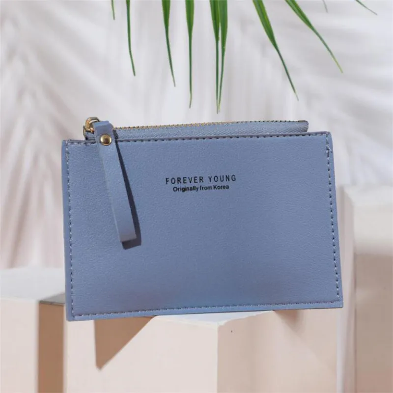 2022 Vrouwen Meisjes Slanke Portefeuilles Kaarthouders Hasp Plaid Patroon Mini Vrouwelijke Portemonnee Kleine Mode Portefeuilles Kaarthouder Portemonnee: Blauw