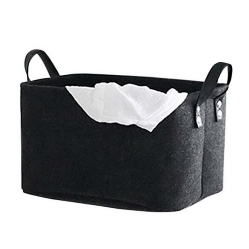 Urijk, paniers de rangement en feutre, panier à jouets pliable, à linge, sac de rangement support de jouet pour vêtements sales, conteneur organisateur pour la maison: black / 33x23x20cm