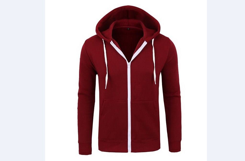 Sudadera con capucha ajustada para hombre, de manga larga, Hip Hop, musculosa, camiseta Casual, blusa, invierno, más cálido, sudaderas para hombre, nueva: XL / Wine Red