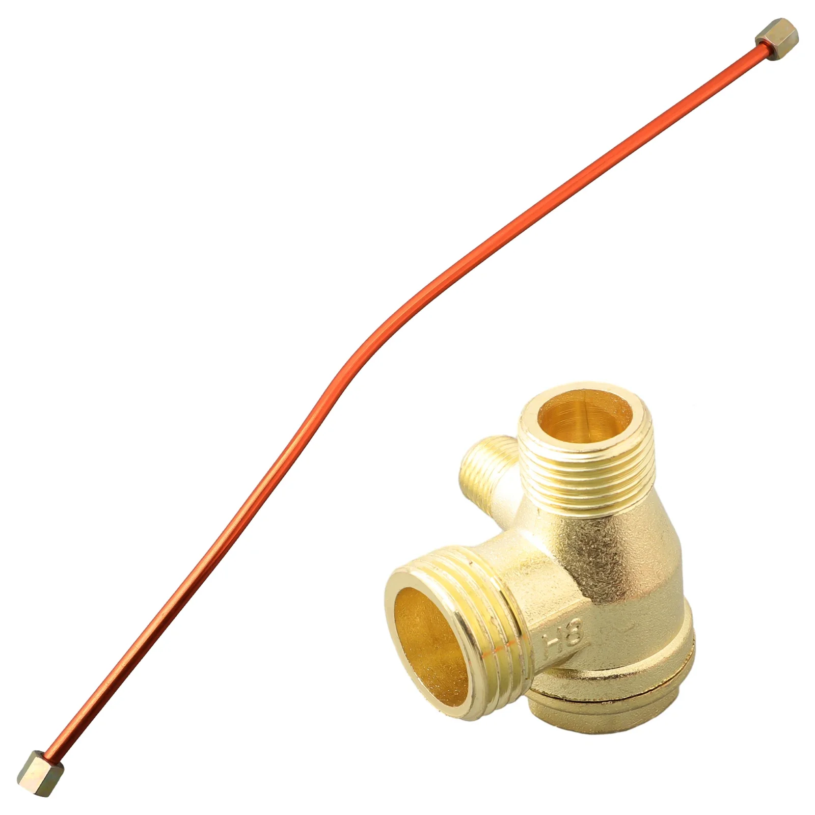 2 Stuks Set Luchtcompressor 3-Port Zinklegering Terugslagklep & 400Mm Uitlaatbuis Voor Luchtcompressor Vervanging Accessoires