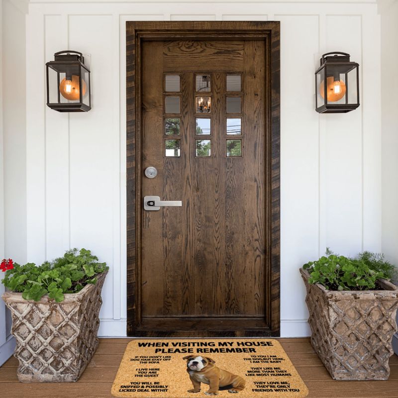Please Remember English Bulldog Doormat Non-Slip Bathroom Kitchen Mat Living Room Door Floor Entrance Carpet Rug