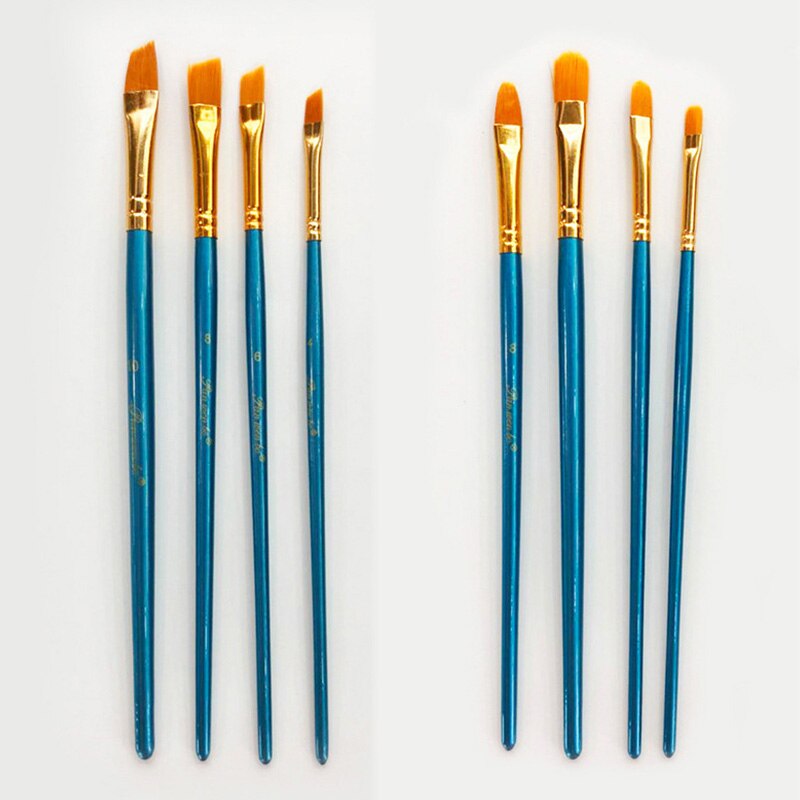 4 pçs desenho arte pincéis de pintura a óleo supplie punho de madeira portátil tubo de alumínio náilon cabelo artista pintura pincel desenho caneta