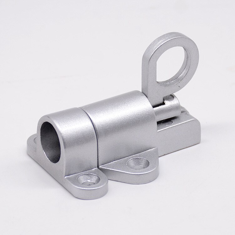Aluminum Alloy Door Latch Lock Spring Loaded Window Door Bolt Gate Pull Ring Bounce Home Security Latch Hasp Sliding Lock: Silver
