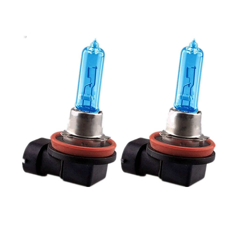 2 stk  h9 12v 100w auto xenon halogen pærer  h9 bil hovedlys pære nærlys tåke lys pærer  h9 pærer bil hoved lys lampe 5000k hvit