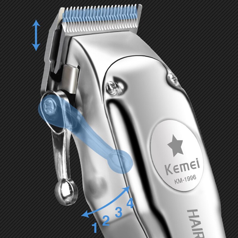 Kemei All-metal Hair Clipper Electric Cordless Hair Trimmer for Men Hair Cutter Hair Cutting Machine Barber KM-1996