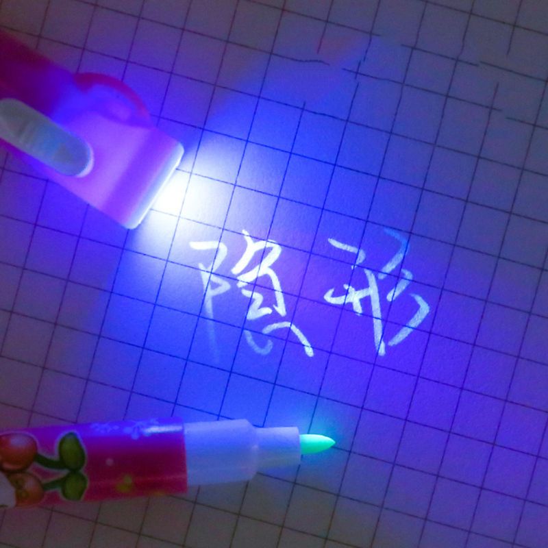 Stylo à encre invisible, lampe torche 1 uv 2 in led, marqueur, surligneur, papeterie scolaire et de bureau