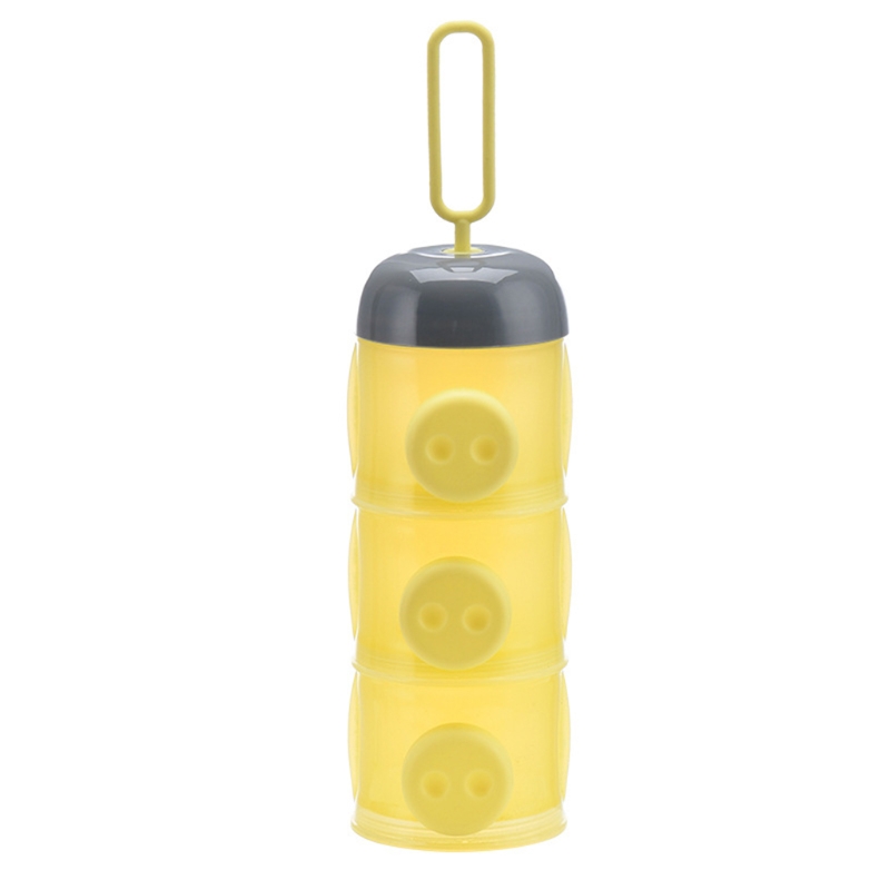 Mignon 3 Couches Compartiment Lait En Poudre Boîte De Rangement Bébé Formule Distributeur Infantile Essentiels Céréales Collations Conteneur: YELLOW