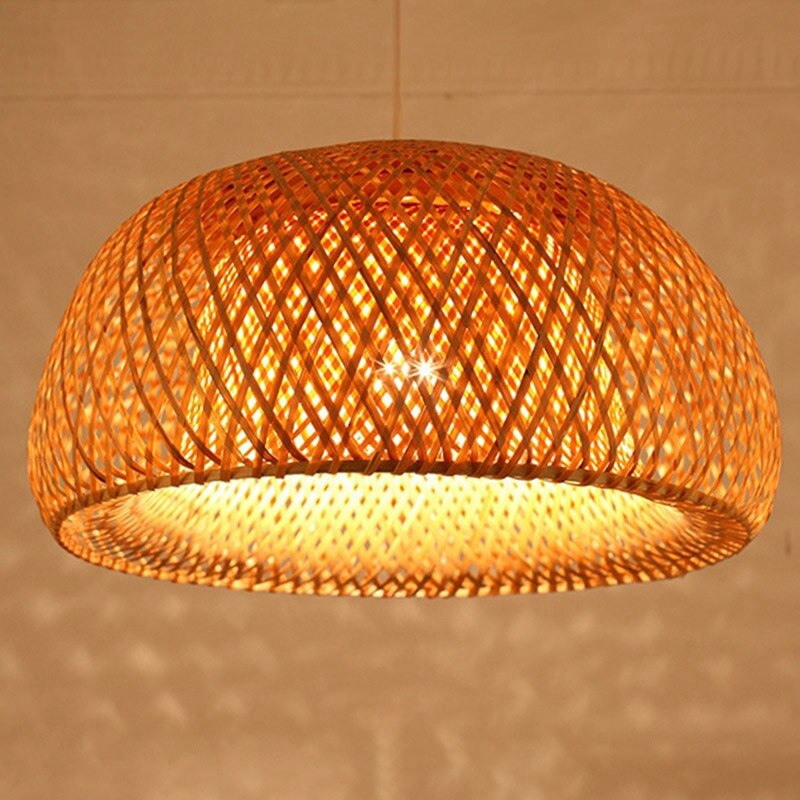 Modern Bamboo Work Hand Knitted Bamboo Weaving Chandelier Restaurant Handmade