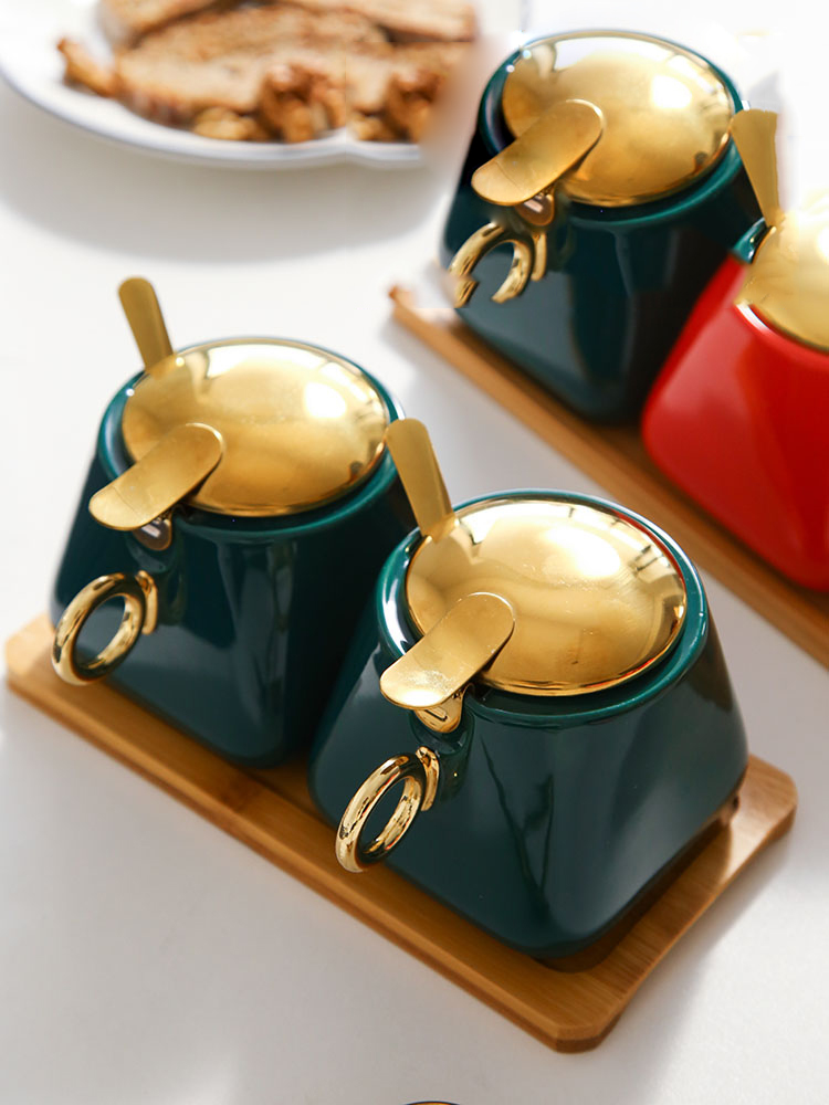 Kruidkruik Set Huishoudelijke Combinatie Zout Jar Kruiden Opbergdoos Keramische Keuken Kruiden Pot Peper Pot Met Deksel Cn (oorsprong)