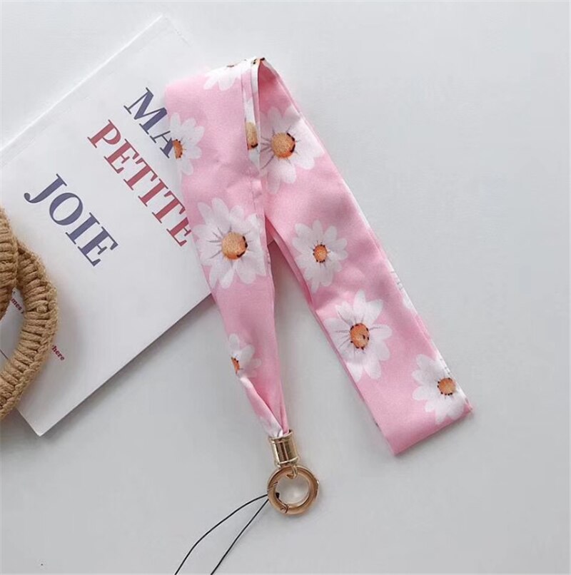 Lanière de foulard florale pour le cou de téléphone sangles de téléphone portable lanière de chaîne de téléphone longue clé de carte d'identité USB caméra MP3 clé de Badges suspendus: F