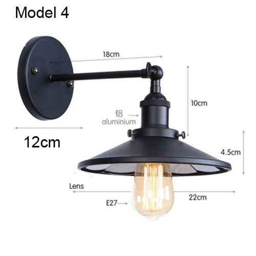 årgang vegglampe jern svart lampeskjerm  e27 ledet-pærer til stue arbeidsrom/soverom/nattbord dårlig innendørs vegglampe retro: 6-10w / Rød