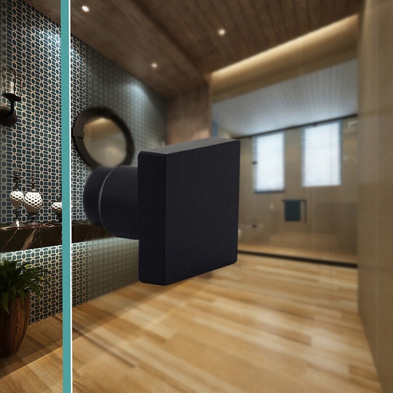 Black Shower Room Glass Door Handle Back-to-Back Frameless Push Sliding Door Solid Bathroom Shower Door Handle Single Hole 6mm