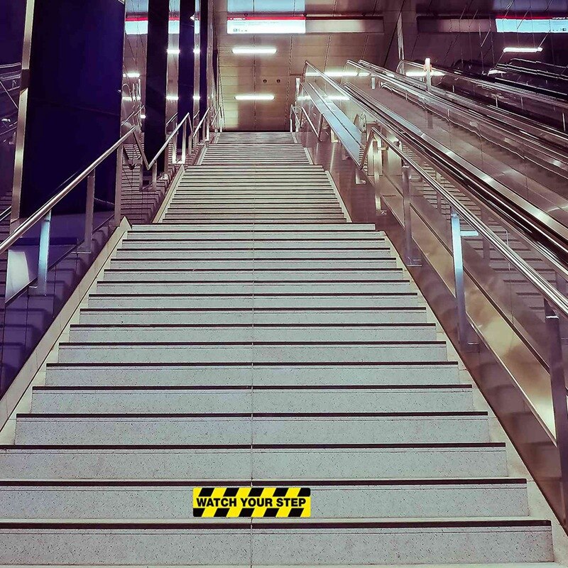 6PCS Watch Your Step Floor Decal Sticker Premium Self-Adhesive Vinyl, Laminated Non-Slip, Waterproof Sticker