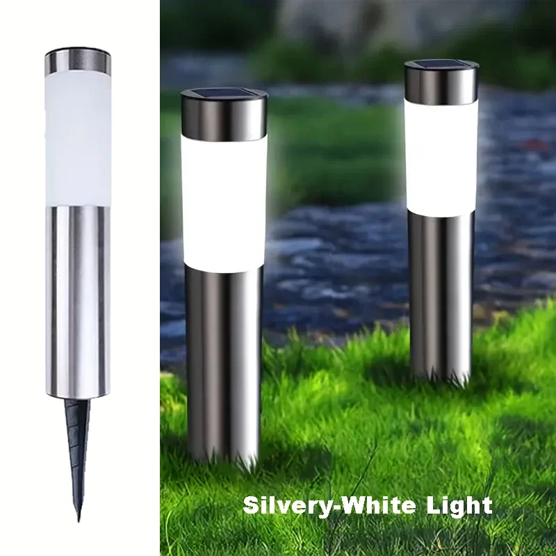 Modern Stainless Steel Solar Pathway Lights Waterproof Outdoor LED Lights Landscape Decorative Lawn Lamps for Garden Walkway: Blue / 0-5W
