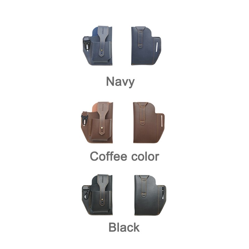 Multifunction Faux Leather Cell Phone Holster Men Belt Loop Multitool Sheath with Key Holder Waist Bag Pack Pouch PXPC