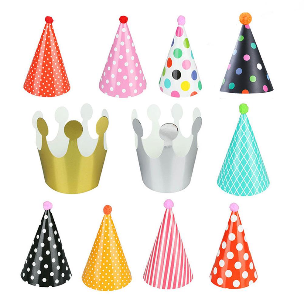 11Pcs/Set Cartoon Party Hats Fun Cone Birthday Party Crown Hats for Children Pets Adults