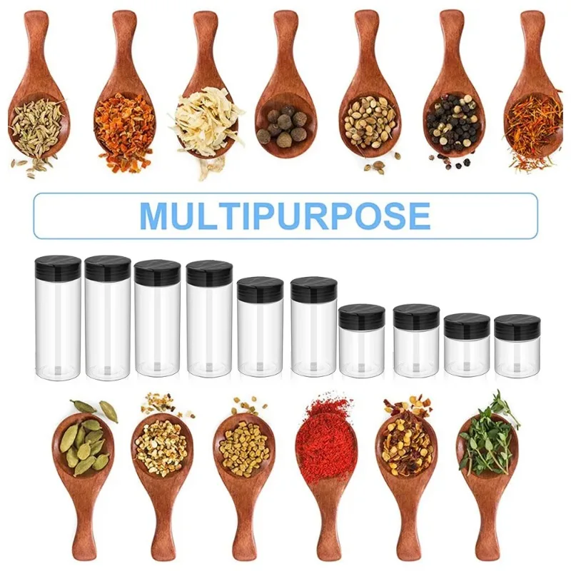10/1PCS Clear Spice Bottle Seasoning Shaker Bottles Pepper Jar with Lid BBQ Condiment Dispenser Kitchen Powder Storage Container