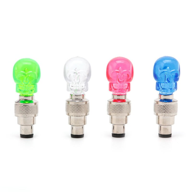 Lumières de Valve de vélo à tête de mort, lumière activée par le mouvement, lampe de cyclisme de sécurité à lumière LED, bouchons de Valve de pneu de roue, accessoires de vélo