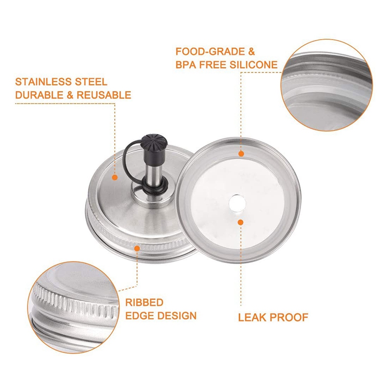 2 Pcs Regelmatige Mond Mason Jar Schenktuit Deksels Met Caps Voor Olijfolie Cocktail Dispenser En Salade Dressing Shaker