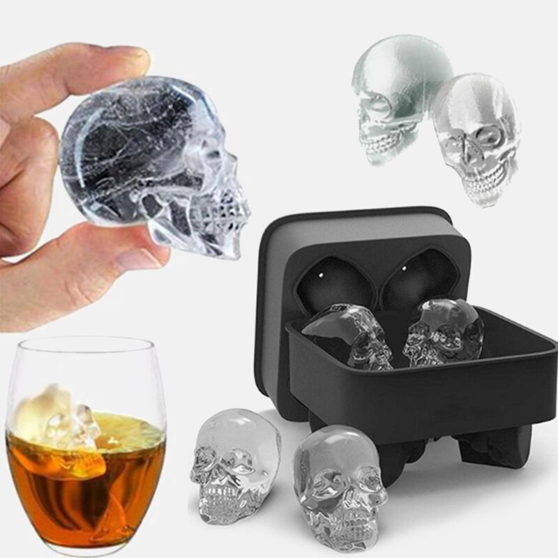 Cube Ice Soccer Maker Ice Tray 3D Skull Silicone Mold DIY Ice Cube Maker Mold Kitchen Homemade Popsicle Ice Cube Silicone Mold