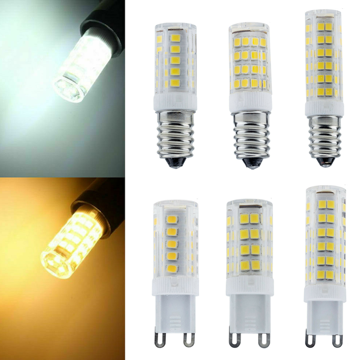mini  g9 e14 5w 8w 12w ac 220v 240v keramisk ledet-kornpære kapsel krystalllys hvit lampe erstatter halogenlysekronelys