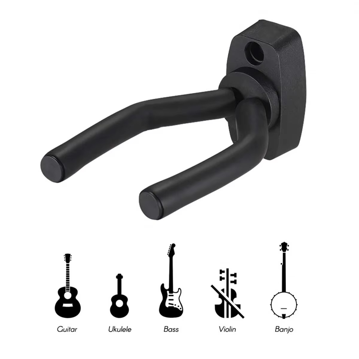 Miwayer-soporte de pared para guitarra, colgador de guitarra negro, gancho de pared para todos los tamaños, guitarras, bajo, mandolina, Banjo, ukelele