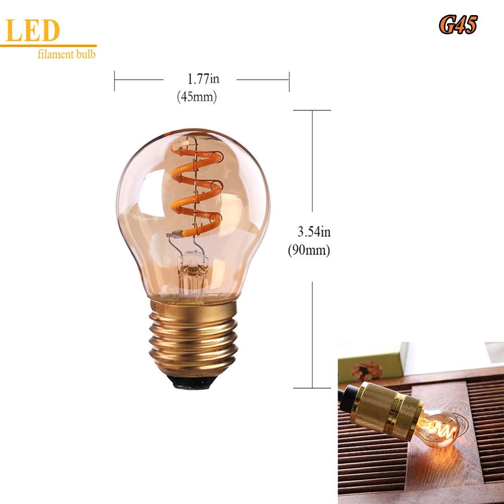 GANRILAND Retro LED Lamp E27 220V Dimmable LED Bulb Filament Light 3W 2200K Diamond Gold Edison Spiral Bulbs G125 G80 led lampen: G45 / 3W E26 110V-130V