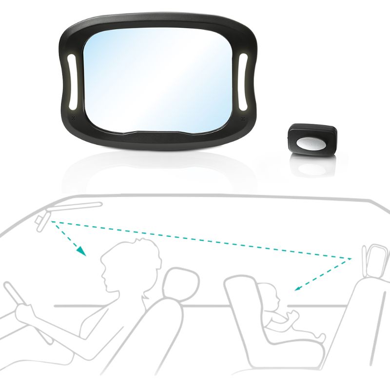 Baby Car Rearview Mirror with LED Light Remote Control Adjustable Rear View Mirror Car Mini Back Seat Infant Safety Monitor