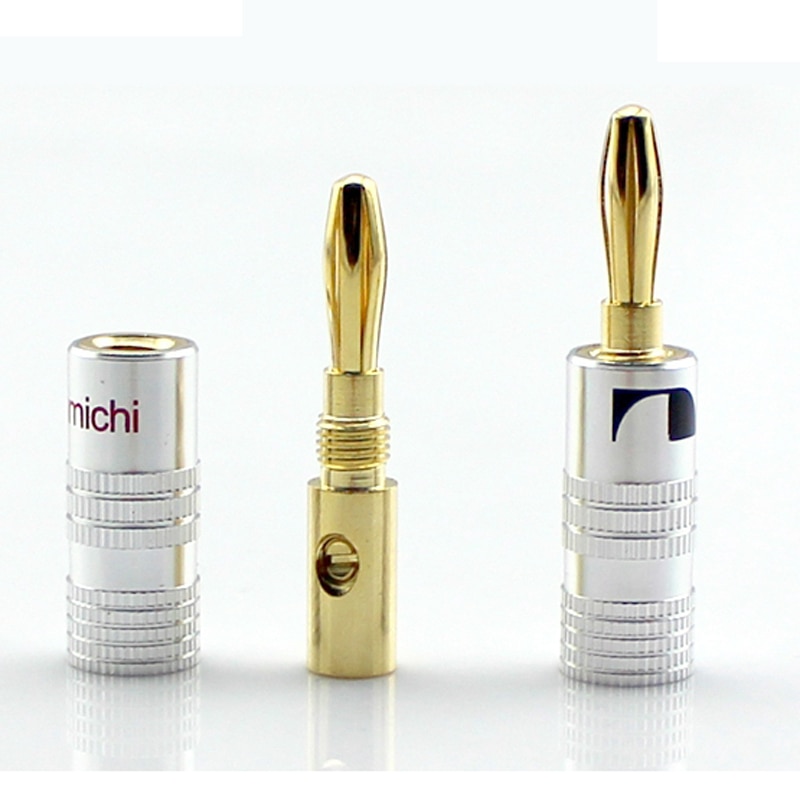 Nakamichi fiche banane 24K cuivre plaqué or, connecteur banane 4mm prise de enceinte mâle noir et rouge 12-