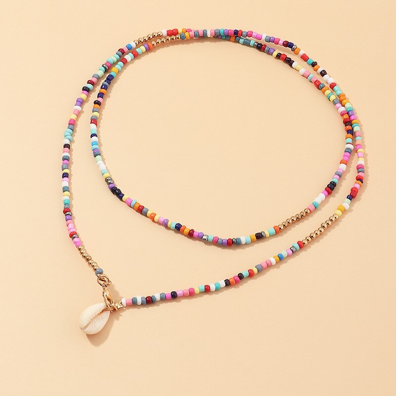 Bohemian Multilayer Zaad Kraal Ster Maan Vlinder Hanger Ketting Voor Vrouwen Mode Strand Eenvoudige Lock Choker Kraag: 07