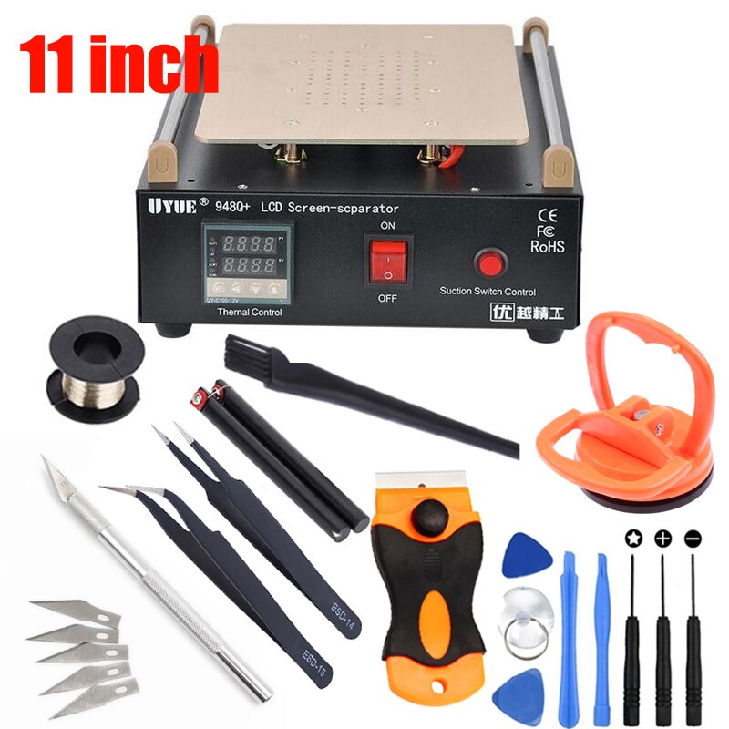 Uyue 948Q + Max 11 Inch Ingebouwde Vacuüm Telefoon Lcd-scherm Separator Machine Glas Touch Screen Gerenoveerd Reparatie voor Iphone: Package 2 / 220V
