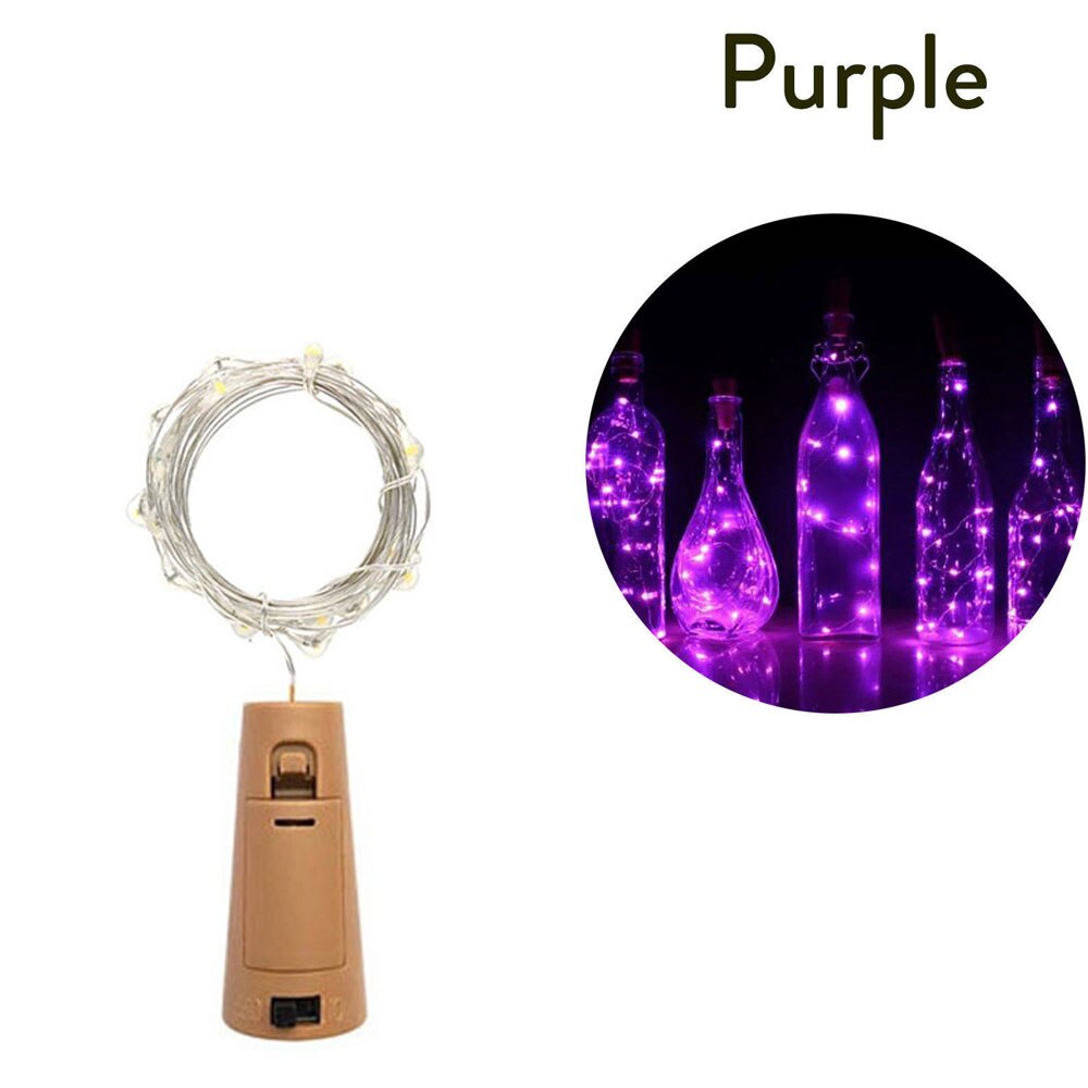 3m vinflasker med kork 30 led flaske lys batteri kork til fest bryllup jul halloween bar indretning varm hvid snor lampe: Lilla