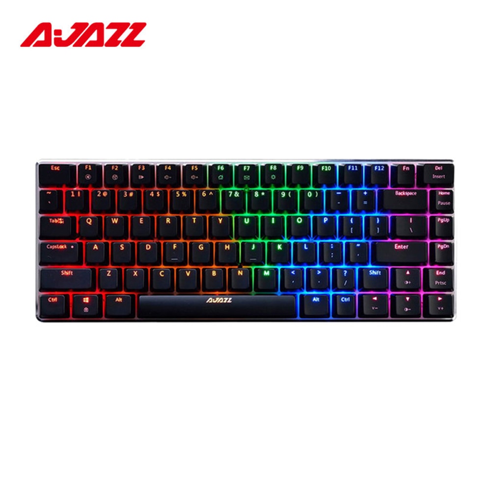 Original Ajazz AK33 Mechanical Gaming Keyboard Blue Switch 82 Keys Wired Keyboard for PC Games with Ergonomic Cool LED Backlit