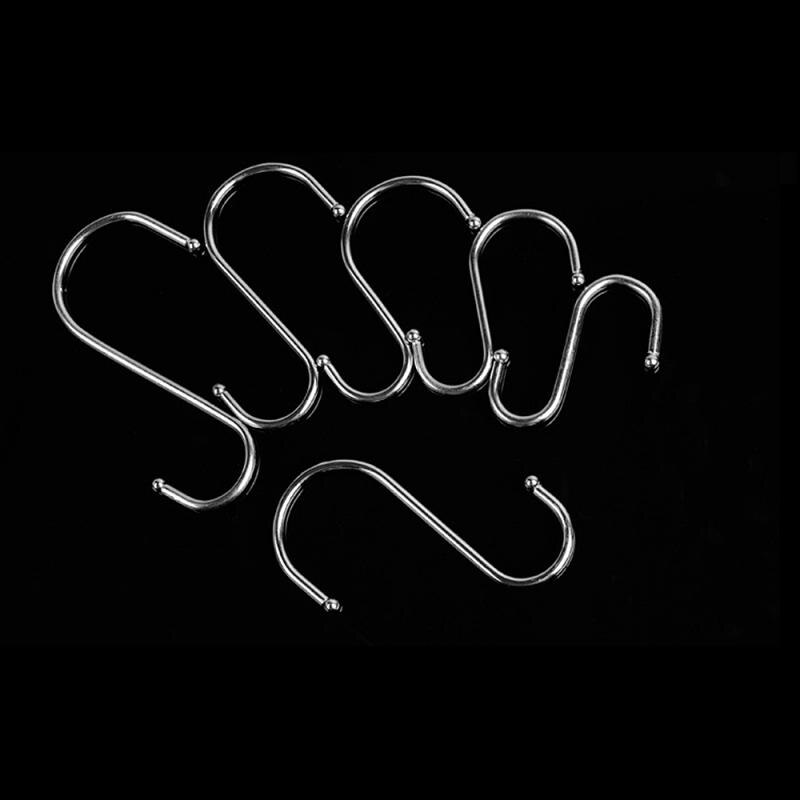 5pcs S-Shaped Hooks Clothing Sundries Organizer Rails Storage-Holders Bathroom Kitchen Stainless-Steel Black Practical Multiple