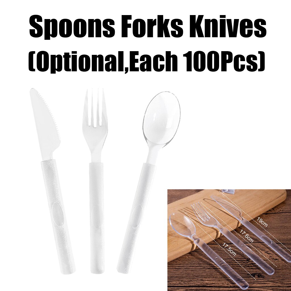 100x Disposable Transparent Plastic Serving Utensils Durable Washable Reusable Parties Events