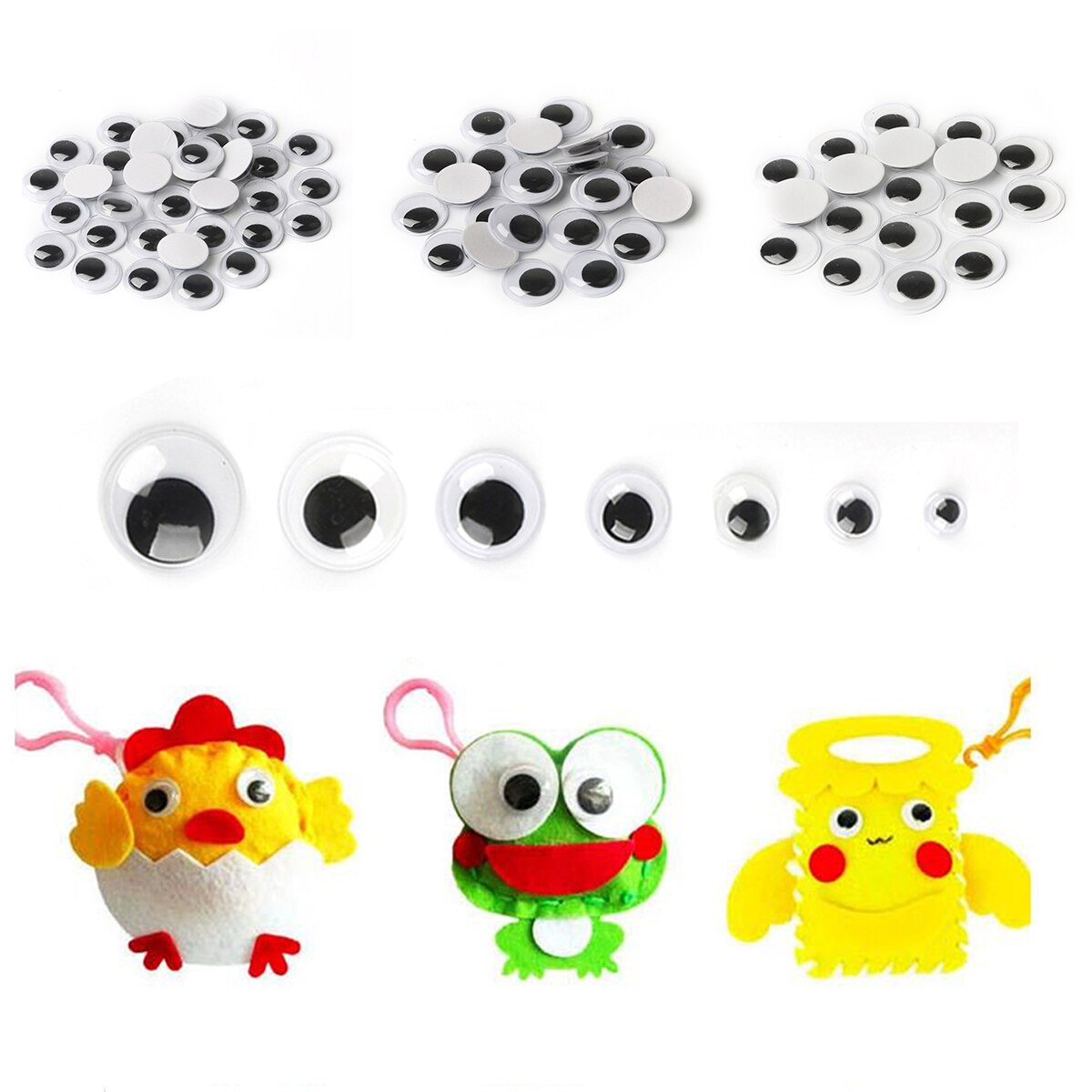 50-500Pc Simple Black &amp; White Zelfklevende Pop Ogen Beweegbare Gesimuleerde Dier Speelgoed Ogen Voor Diy Kinderen speelgoed Pop Handwerk