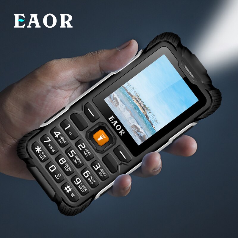 EAOR Power Bank Rugged Phone IP68 Water/Dust-proof Keypad Phones 3000mAh Big Battery 2G Feature Phone Push-button Mobile Phones