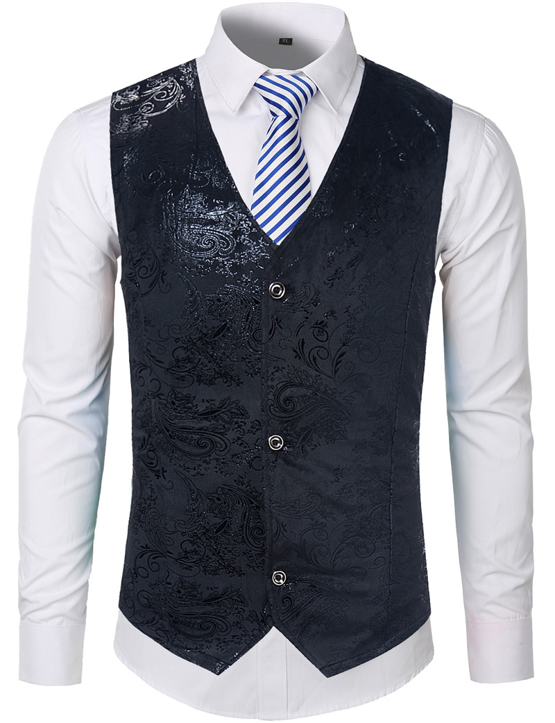 Steampunk Anzug Weste Männer glänzend Bronzing Paisley Blume Chaleco hombre schlank passen Ärmellose Hochzeit Rauchen Kleid Weste Weste Männer
