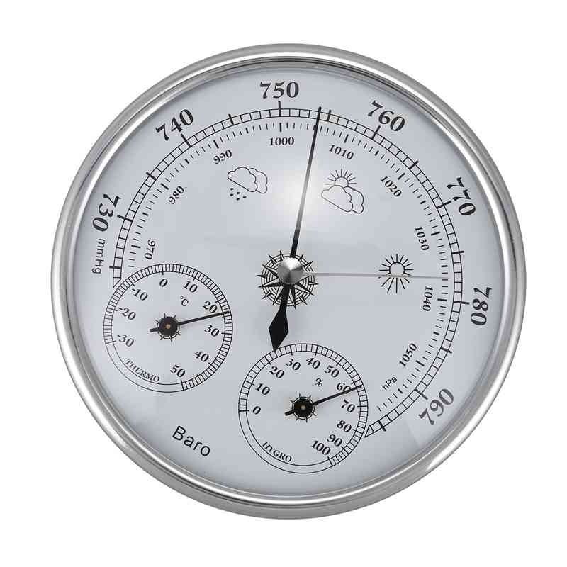 Wall Mounted Household Thermometer Hygrometer High Accuracy Pressure Gauge Air Weather Instrument Barometer: Default Title