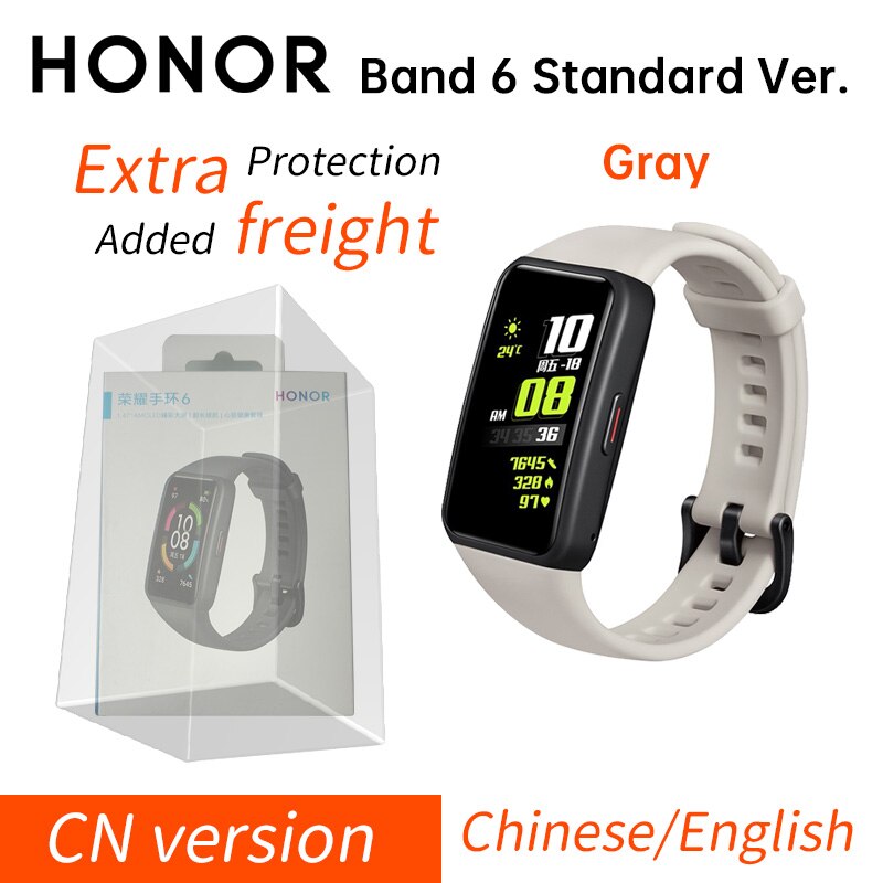 Honor Band 6 Global / CN Version Smartband Bracelet AMOLED Color Touchscreen Blood Oxygen SpO2 Heart Rate Sleep Swim Waterproof: CN Std Gray ep
