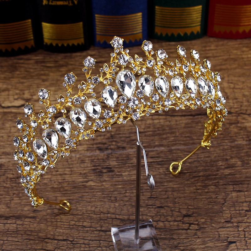 Barock Luxus Kristall Frauen Crown Vinatge Königin Tiara Braut Diadem Für Braut Gold Stirnband Prom Mädchen Hochzeit Haar Zubehör