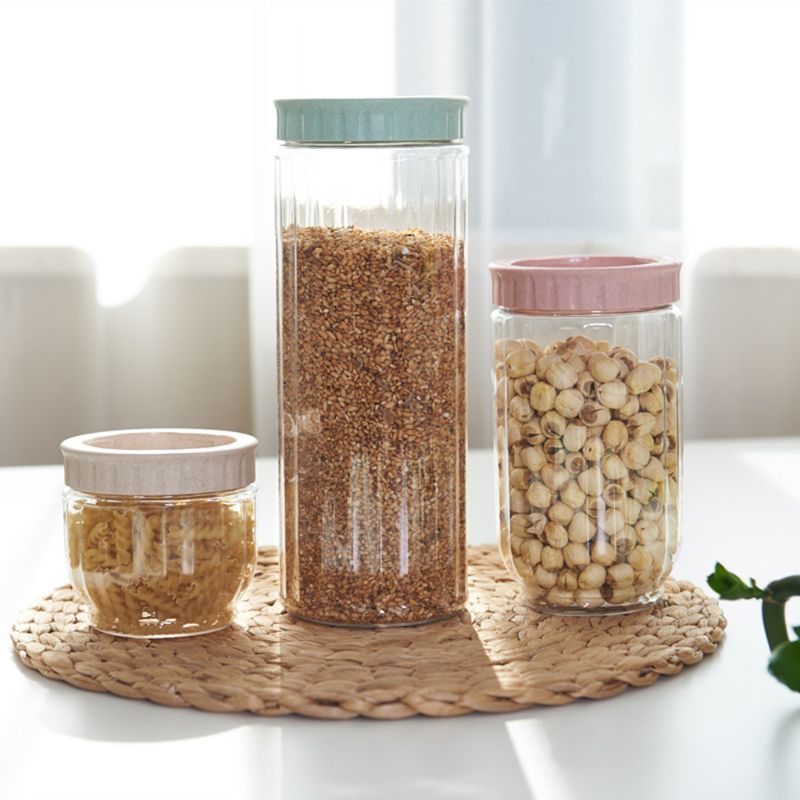 Recipiente de almacenamiento de alimentos transparente para cocina, bote sellado duradero, grano de cereales, arroz, leche en polvo plástica sellada