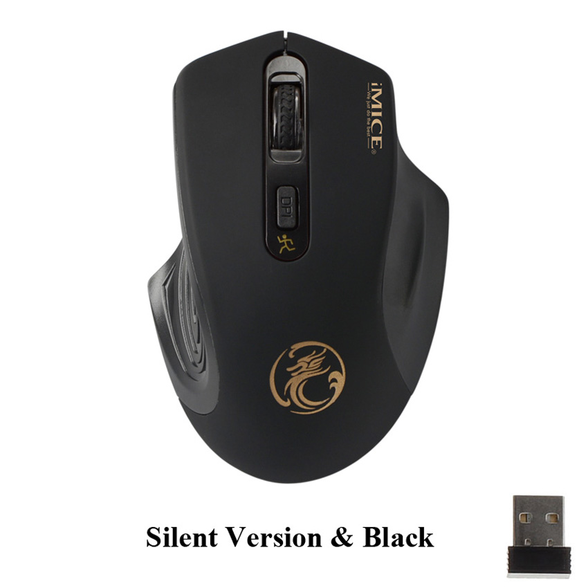 Cichy przyciski bezprzewodowa mysz 2.4 ghz oszczędzania energii optyczne minikomputer mysz myszy bezprzewofowe odbiornik USB dla PC Laptop Notebook: Silent Black